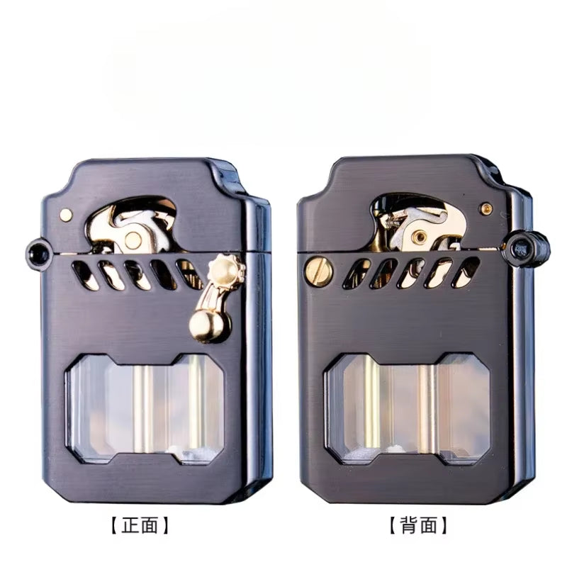 2025 Mecha Transparent Fuel Tank Mechanical Ejection Kerosene Lighter Metal High-Looking Creative High-End Men'S Gifts