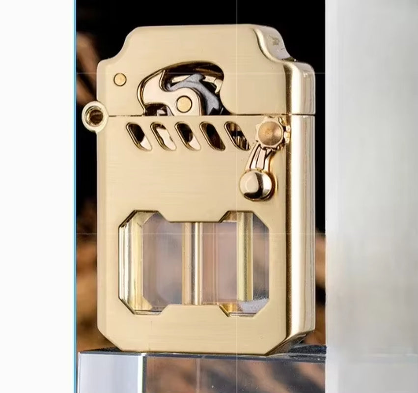 2025 Mecha Transparent Fuel Tank Mechanical Ejection Kerosene Lighter Metal High-Looking Creative High-End Men'S Gifts