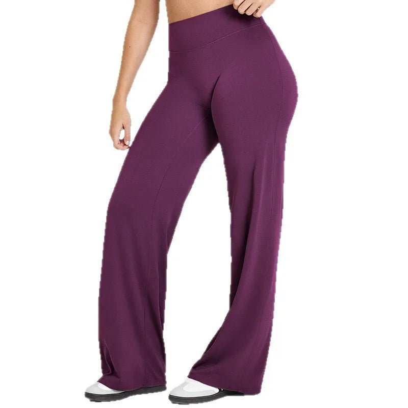 Straight-Leg Pants Ultra Soft Butter Fabric Women'S Mid-Waist Yoga Pants GYM Naked Feel Pilates Running Sport Trousers